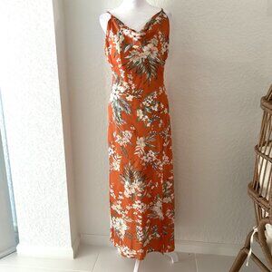 Paper Heart Tropical Hibiscus Midi Slip Dress